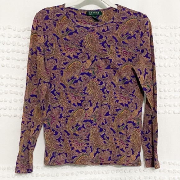 Lauren Ralph Lauren Tops - LRL Ralph Lauren purple paisley long sleeve top l